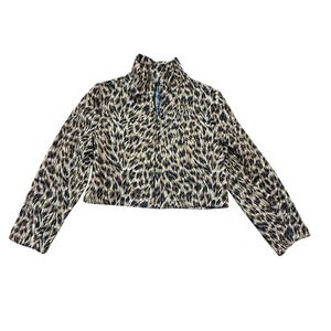 Vintage Soiree Leopard Print Cropped Zip Up Jacket Size L‎
